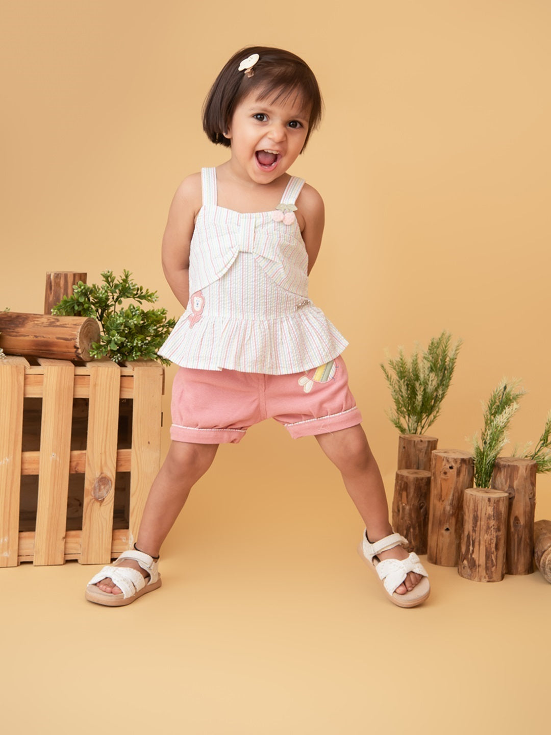 Sleeveless Pure Cotton Top With Shorts