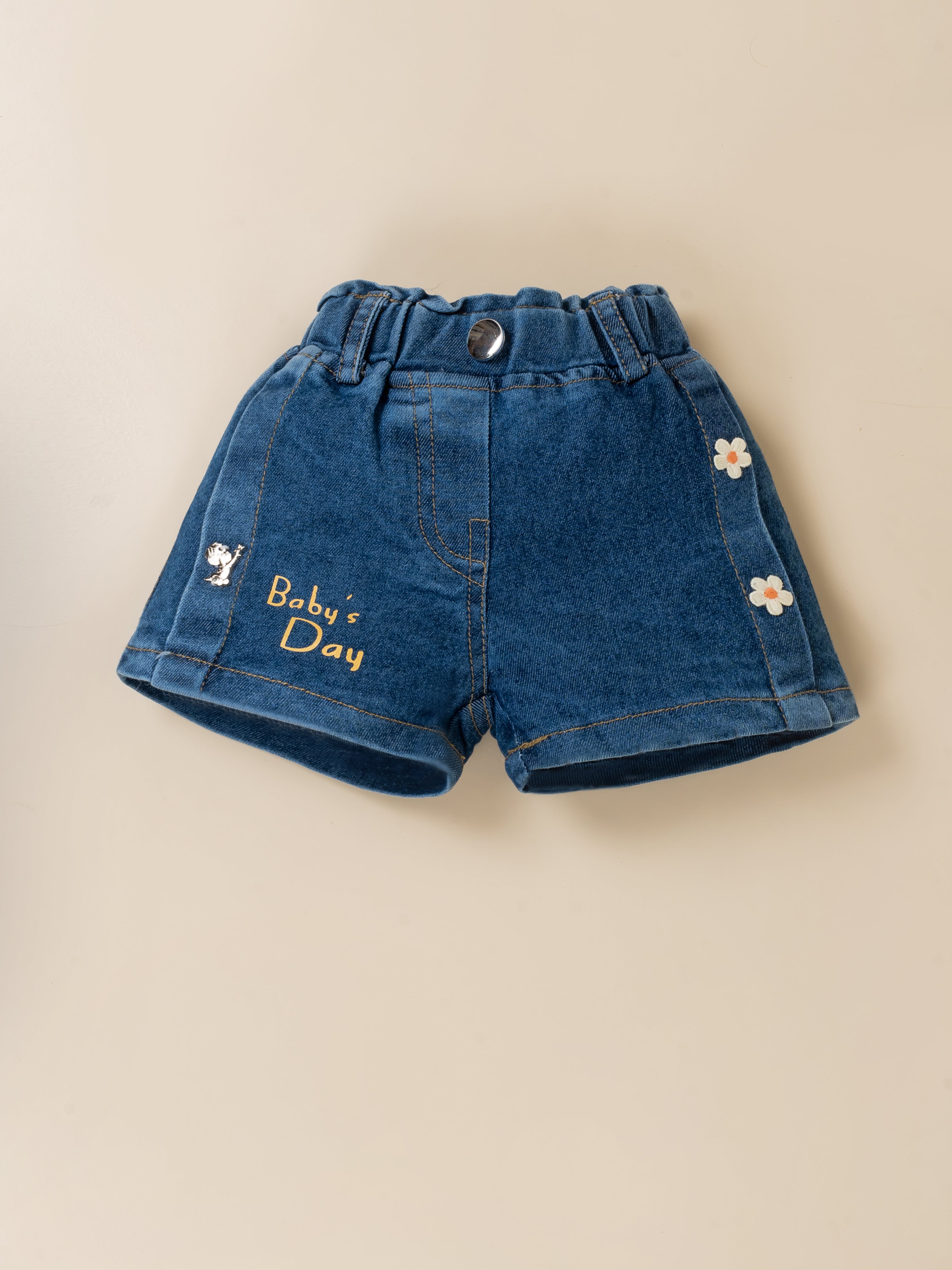 Girls Carrot Applique Top & Denim Shorts Set