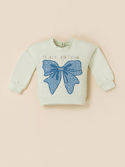 Girls Sweatshirt with Wide Leg Denim Cargo Jeans Set