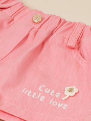 Floral Applique Top & Shorts Set for Girls