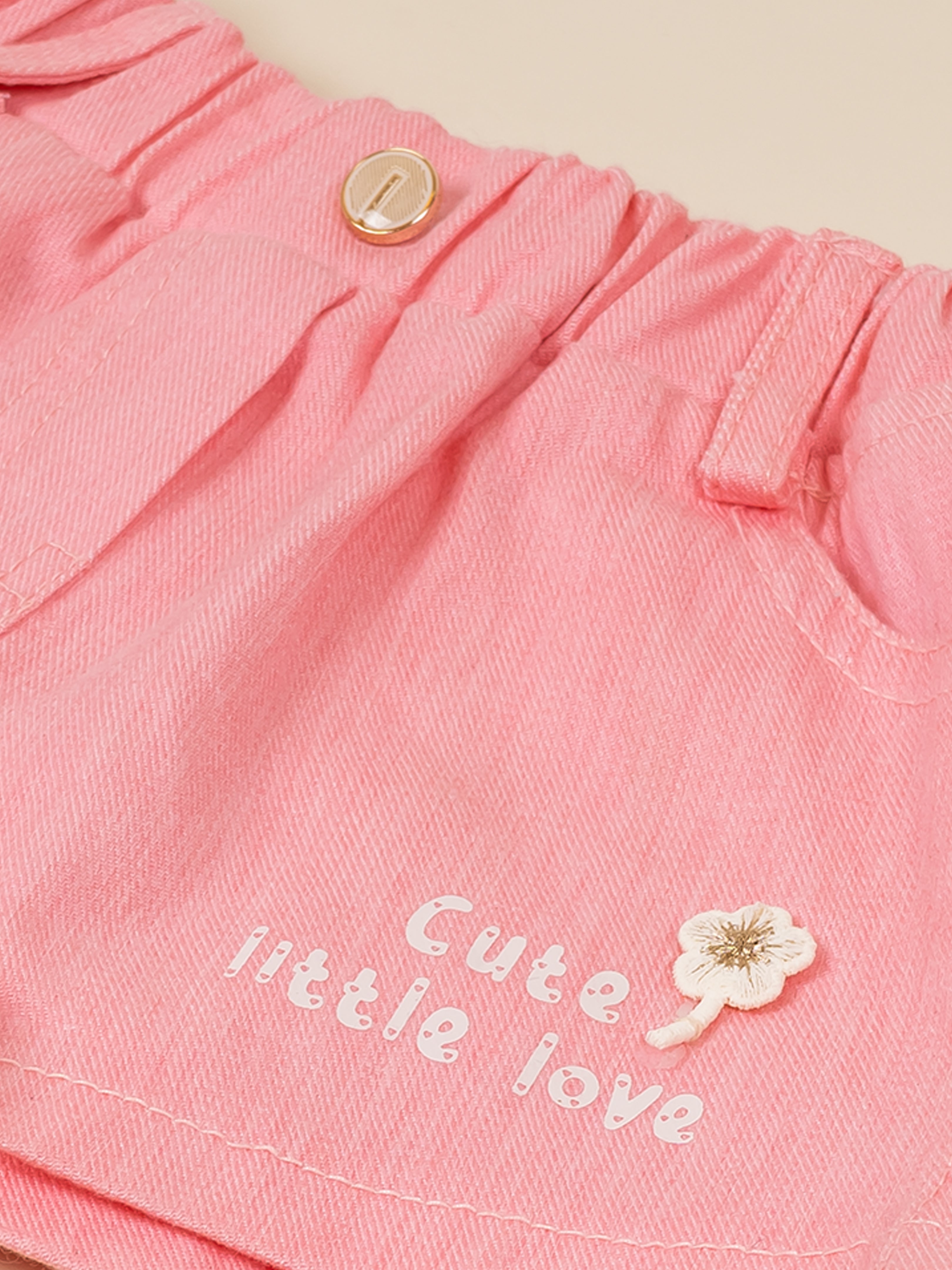 Floral Applique Top & Shorts Set for Girls