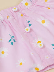 Toddler Girls Printed Skirt with Applique Top Set