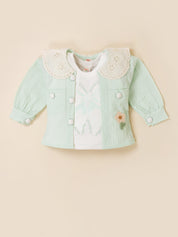 Girls Jacket, Sleeveless Top & Wide Leg Pants Set