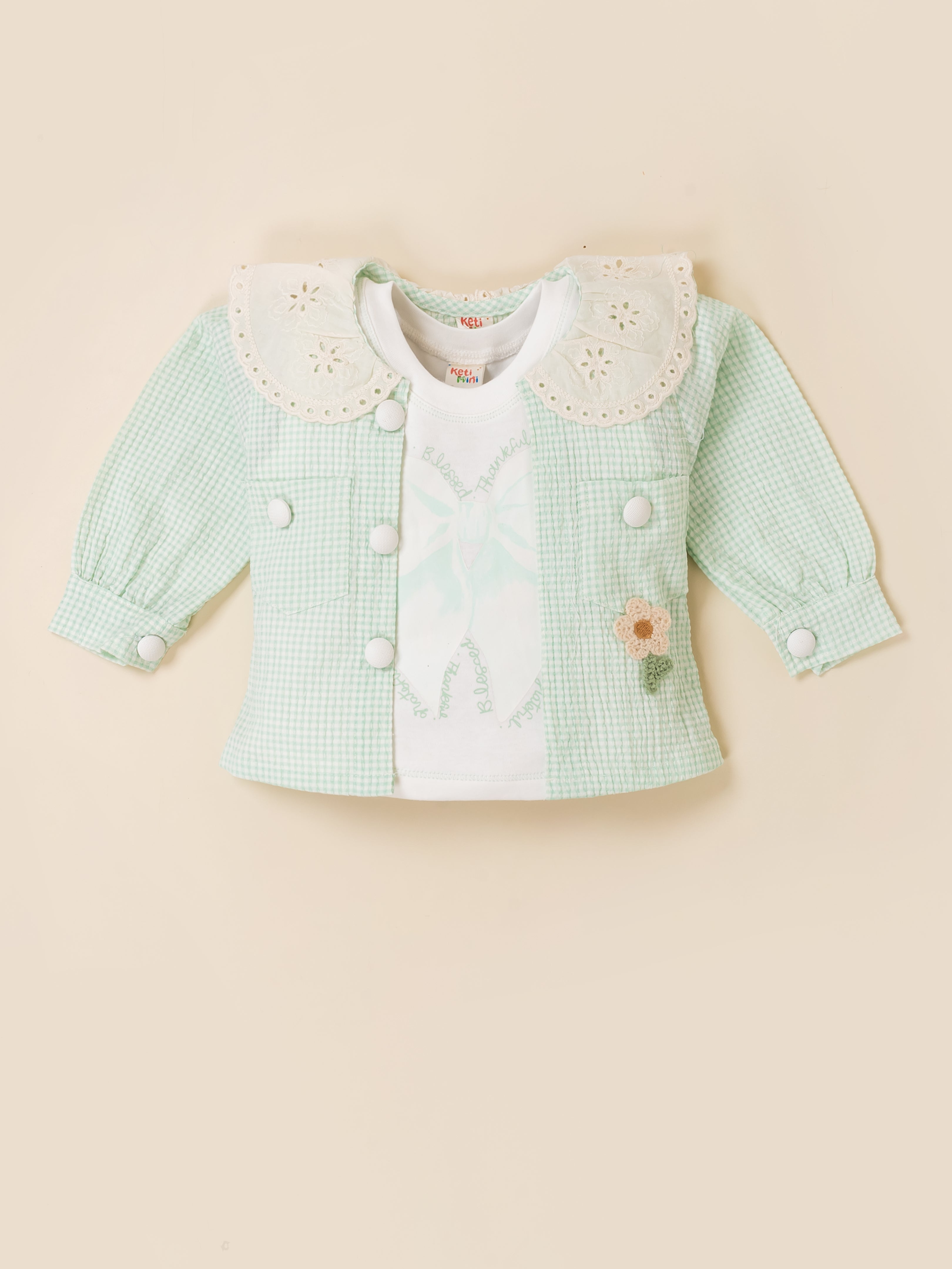 Girls Jacket, Sleeveless Top & Wide Leg Pants Set