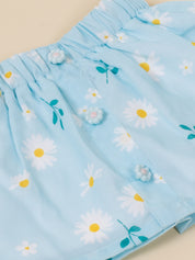 Toddler Girls Printed Skirt with Applique Top Set