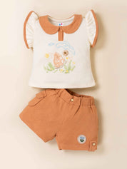 Baby Girl Flutter Sleeve Top & Shorts Summer Clothing Set