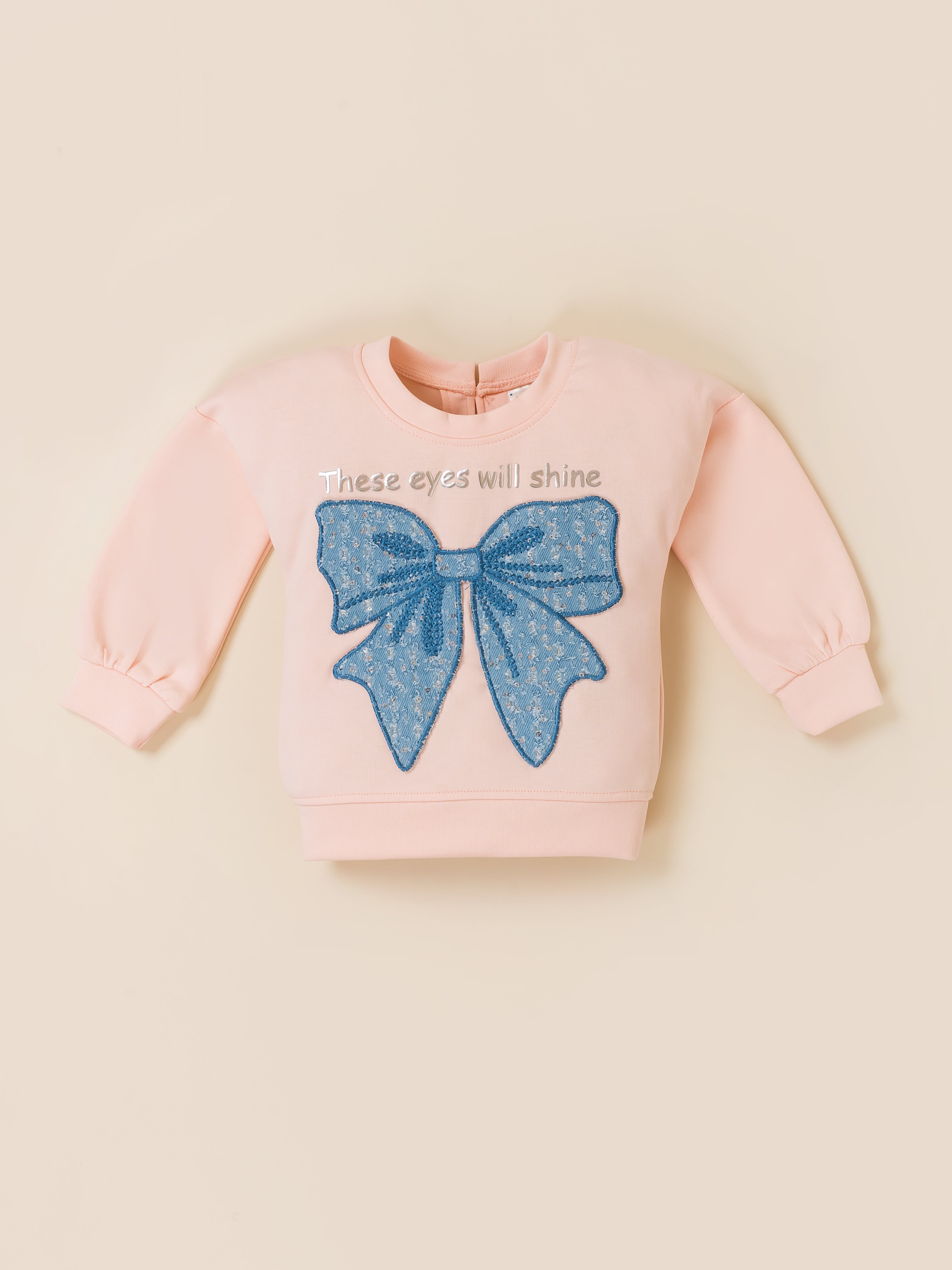 Girls Sweatshirt with Wide Leg Denim Cargo Jeans Set