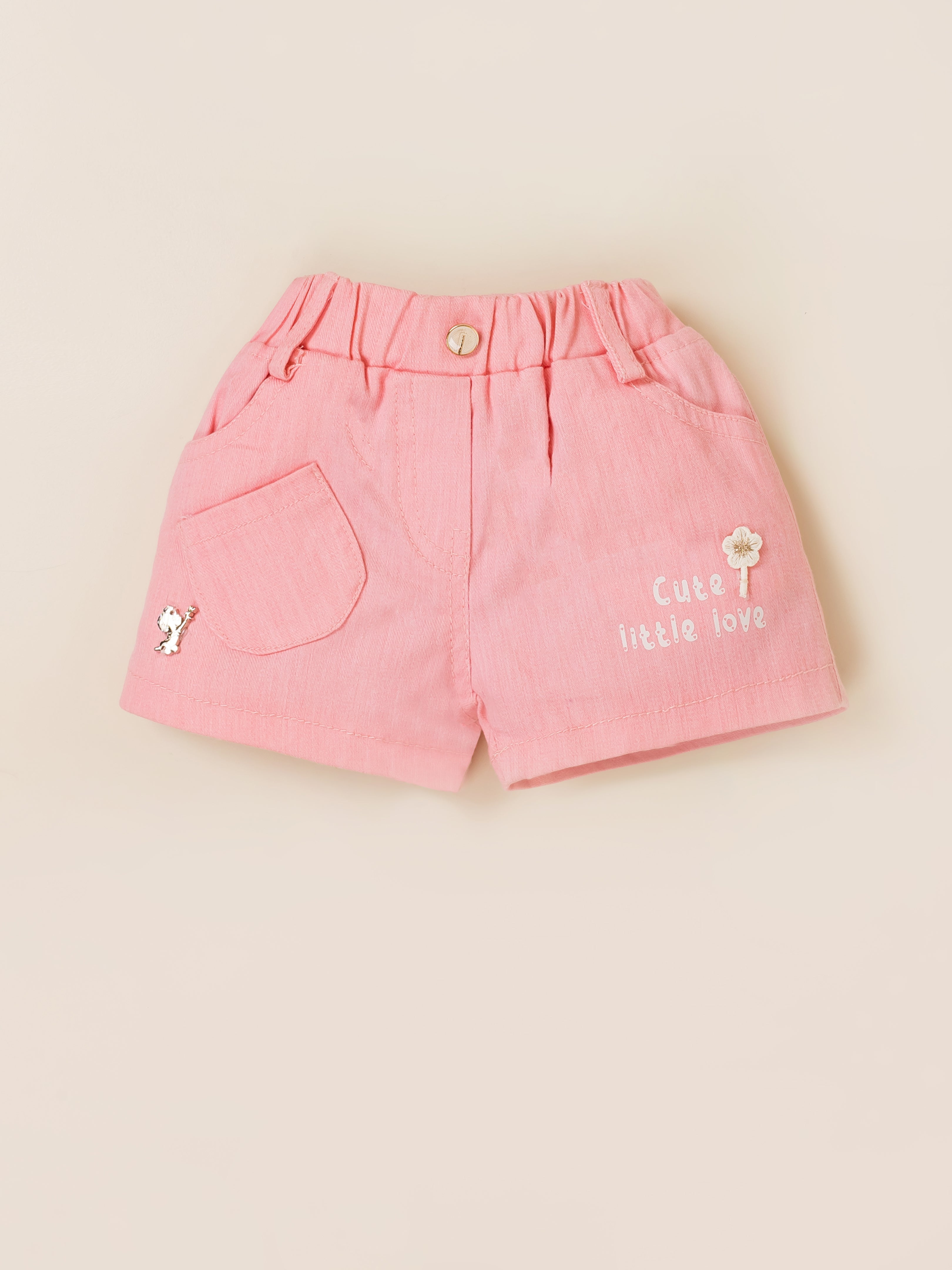 Floral Applique Top & Shorts Set for Girls