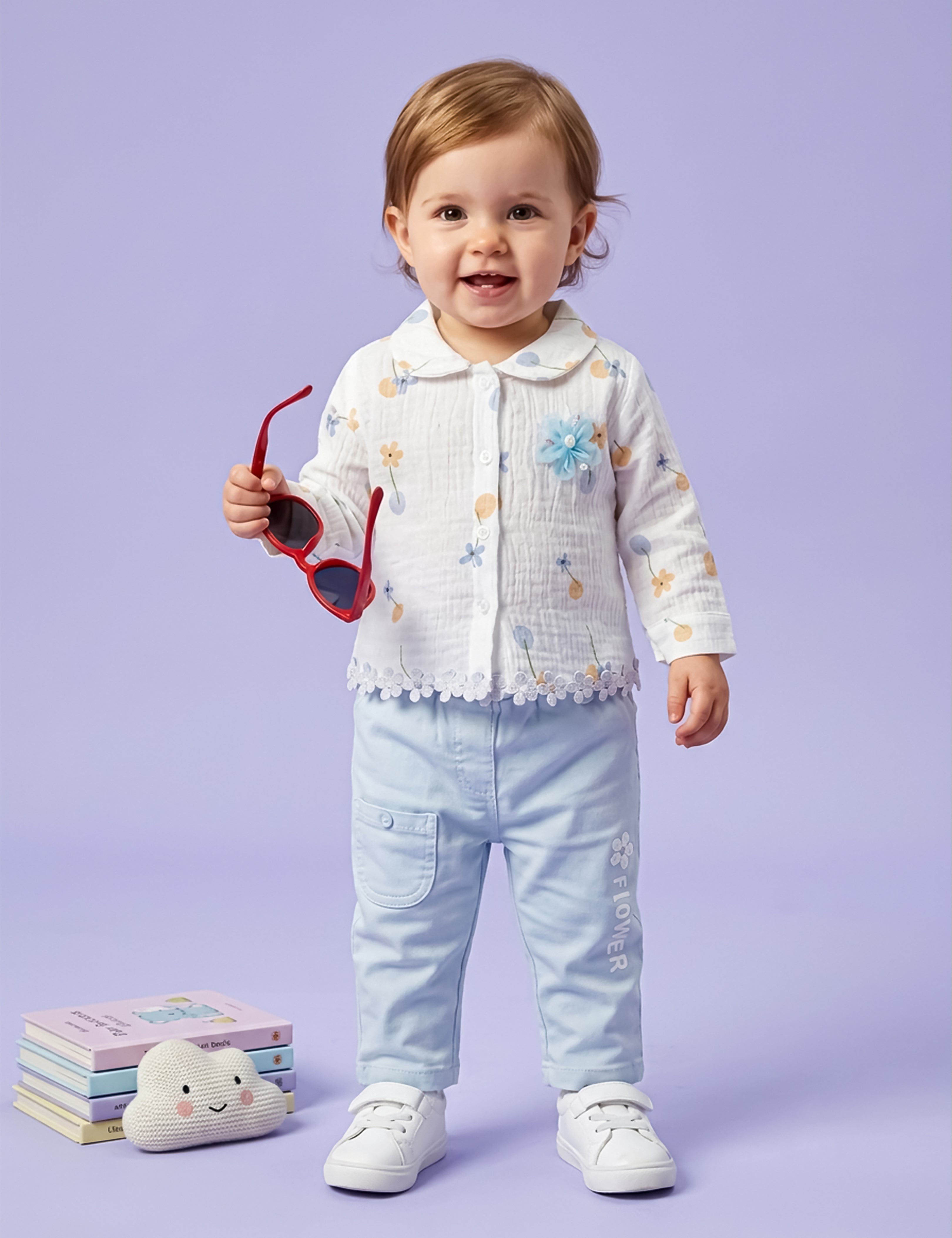 Baby Girl Floral Print Top and Pant Set