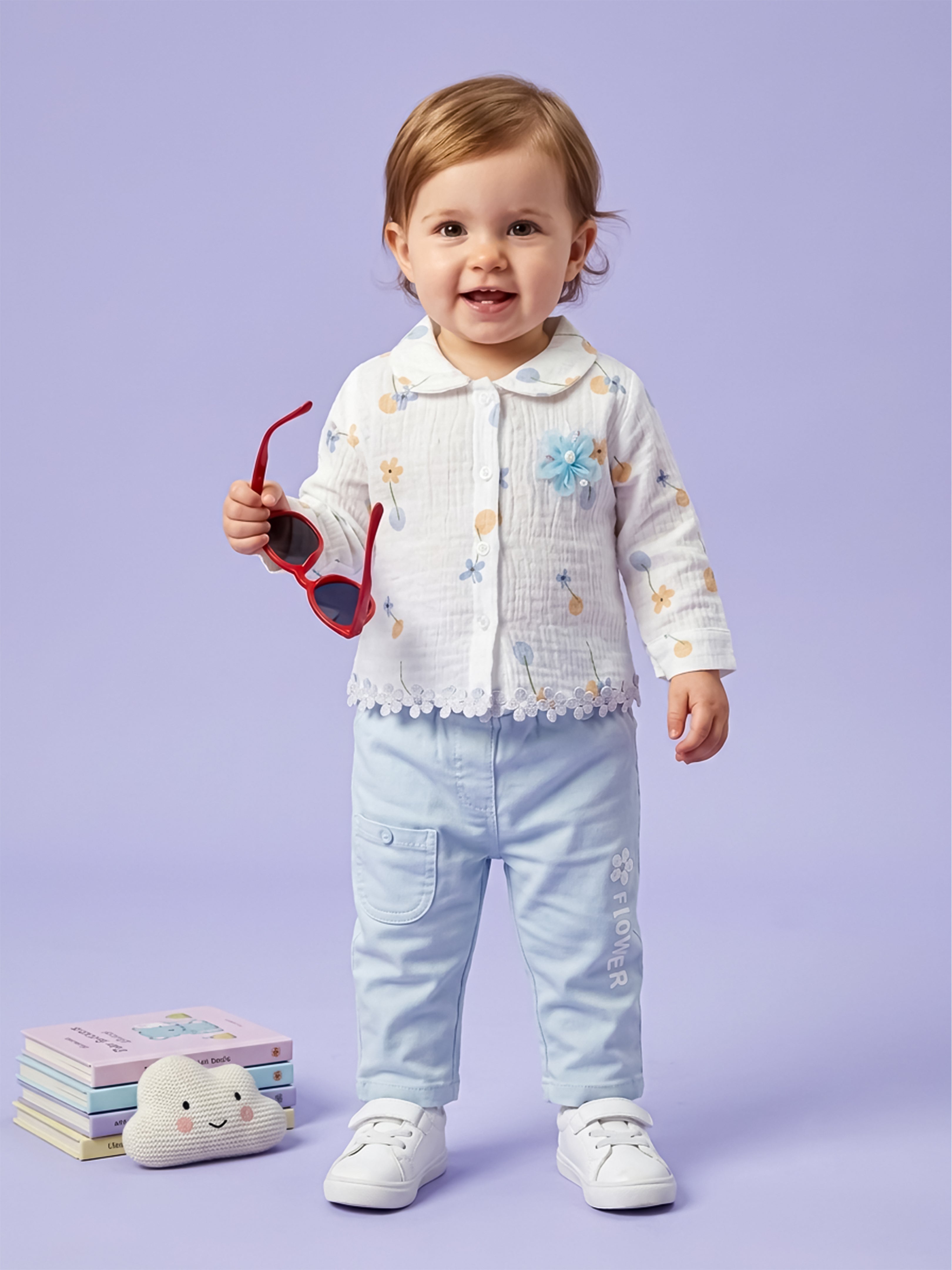 Baby Girl Floral Print Top and Pant Set