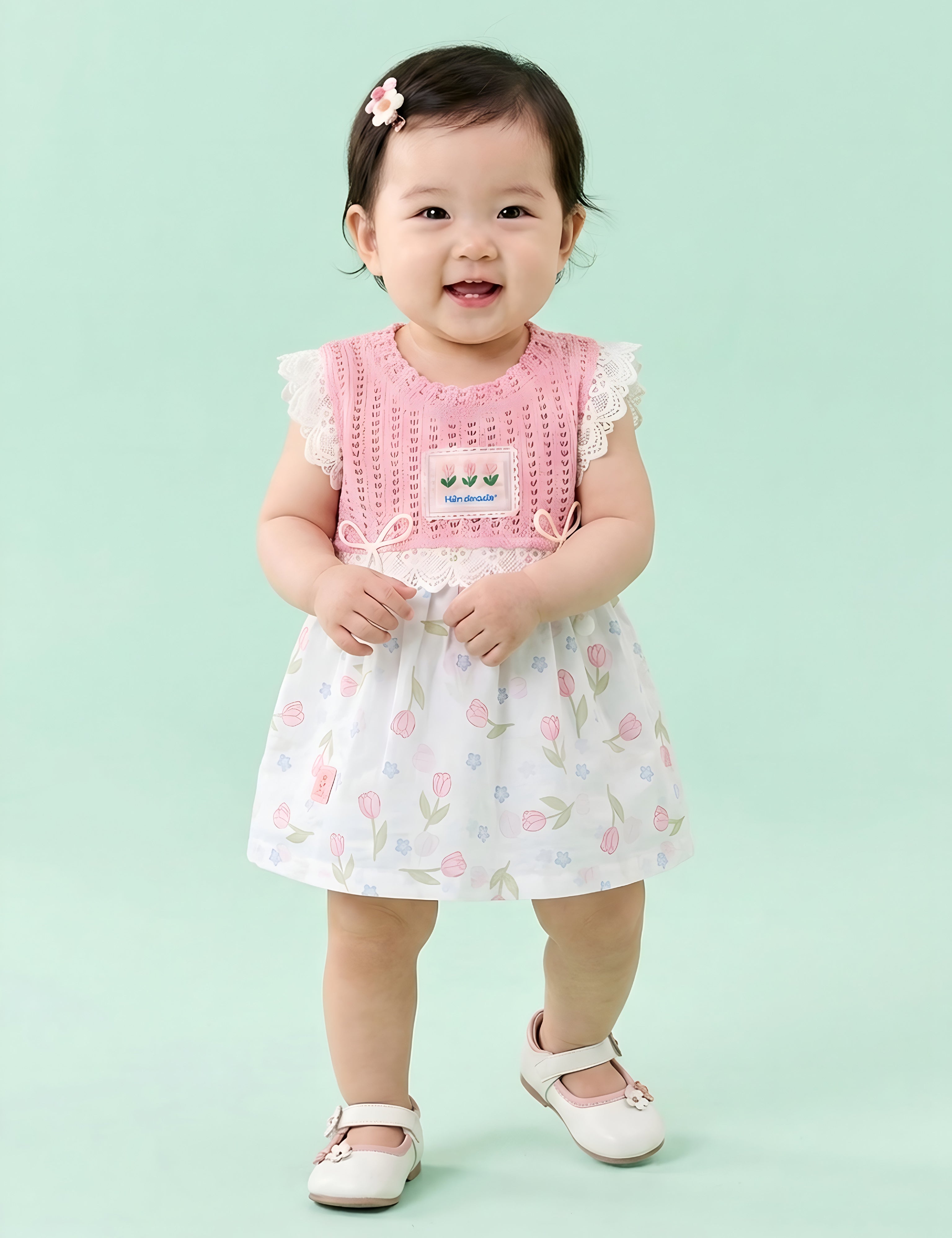 Baby Girls Sleeveless Floral Frock  with Panty Set