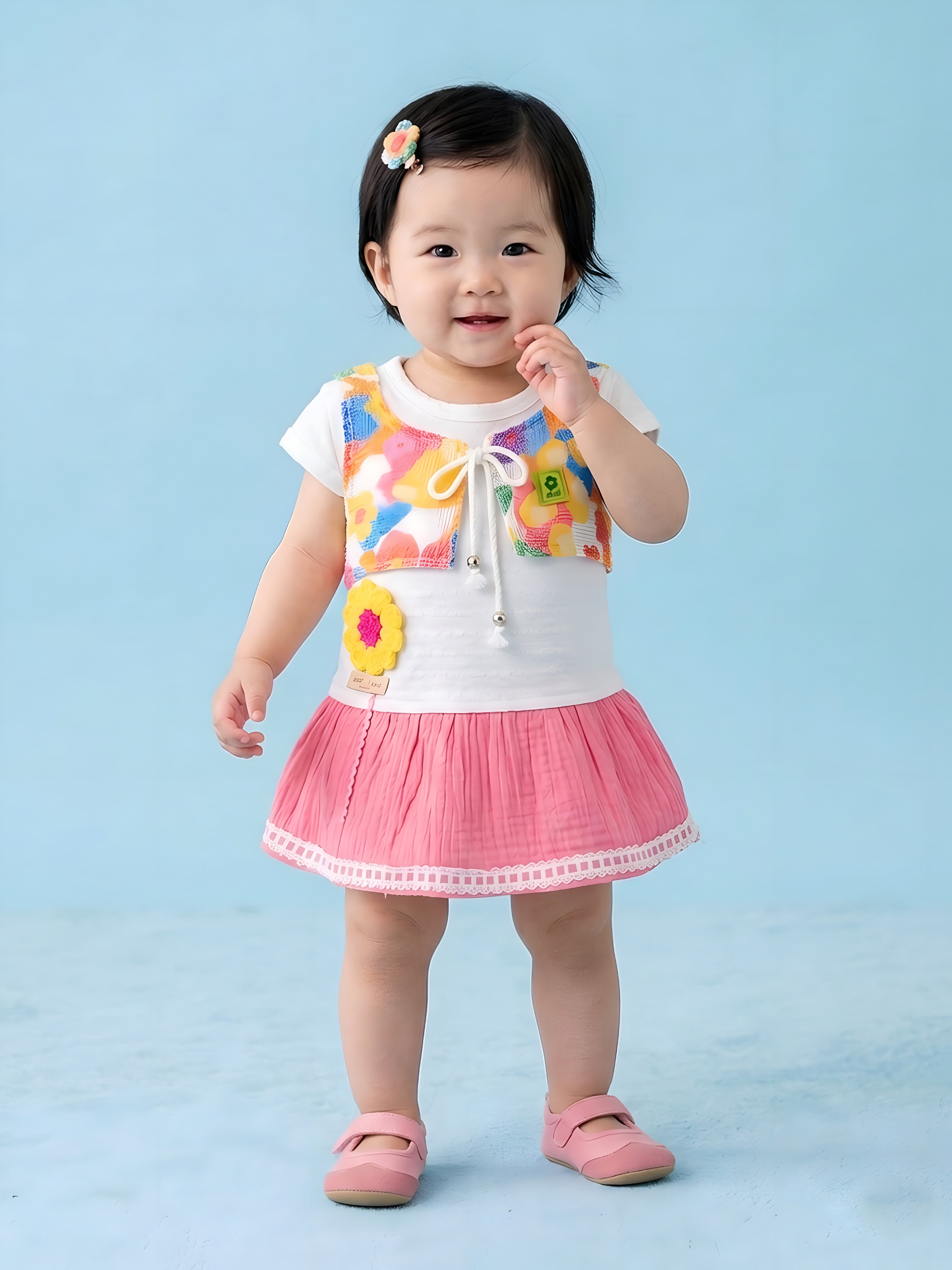 Baby Girls Flower Applique Frock with Panty Set