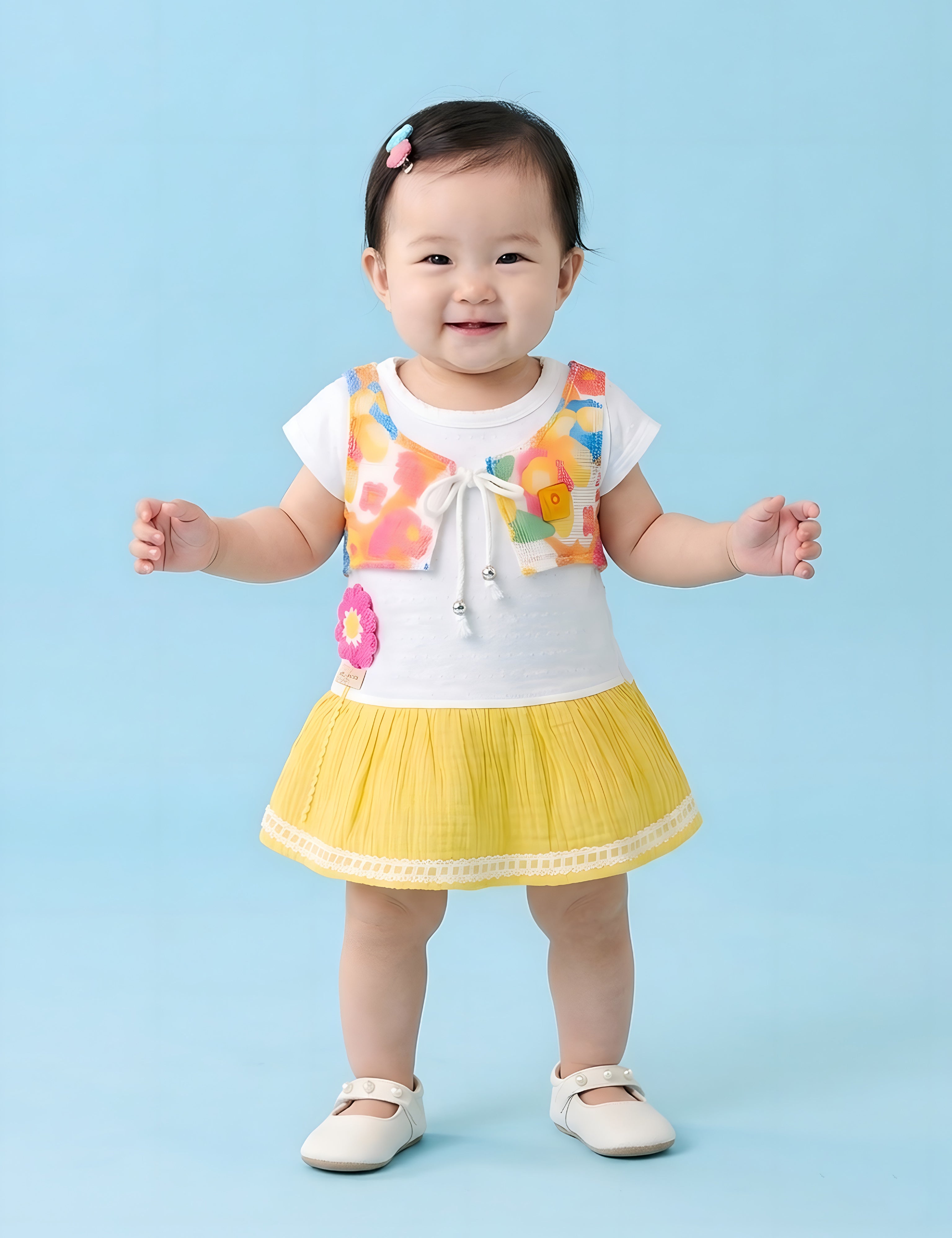 Baby Girls Flower Applique Frock with Panty Set
