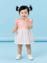 Infant Rainbow Striped Casual Frock with Panty Set