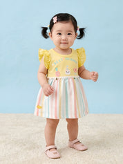 Infant Rainbow Striped Casual Frock with Panty Set