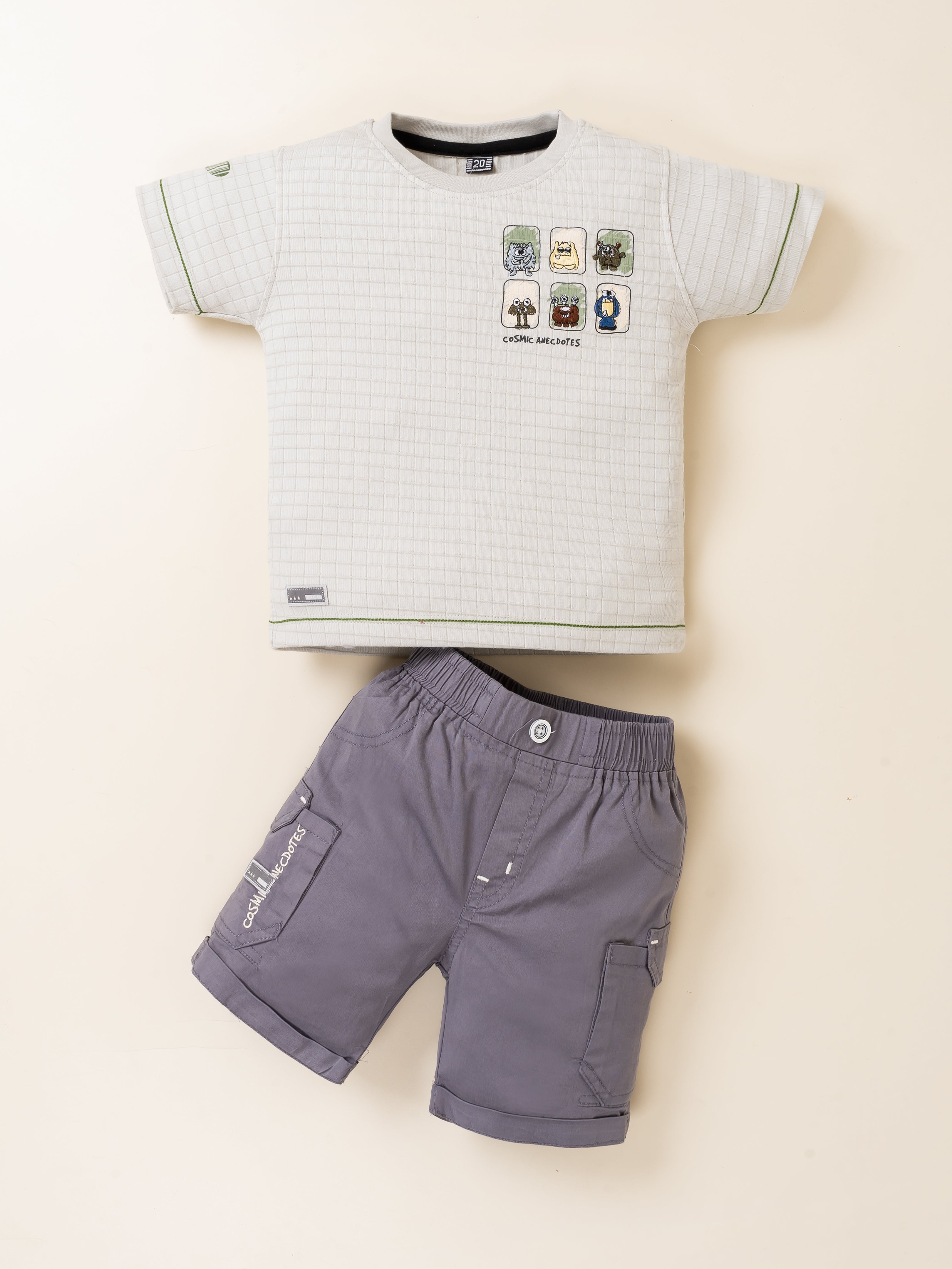Kids Boys Designer Shirt with Inner and Shorts Set