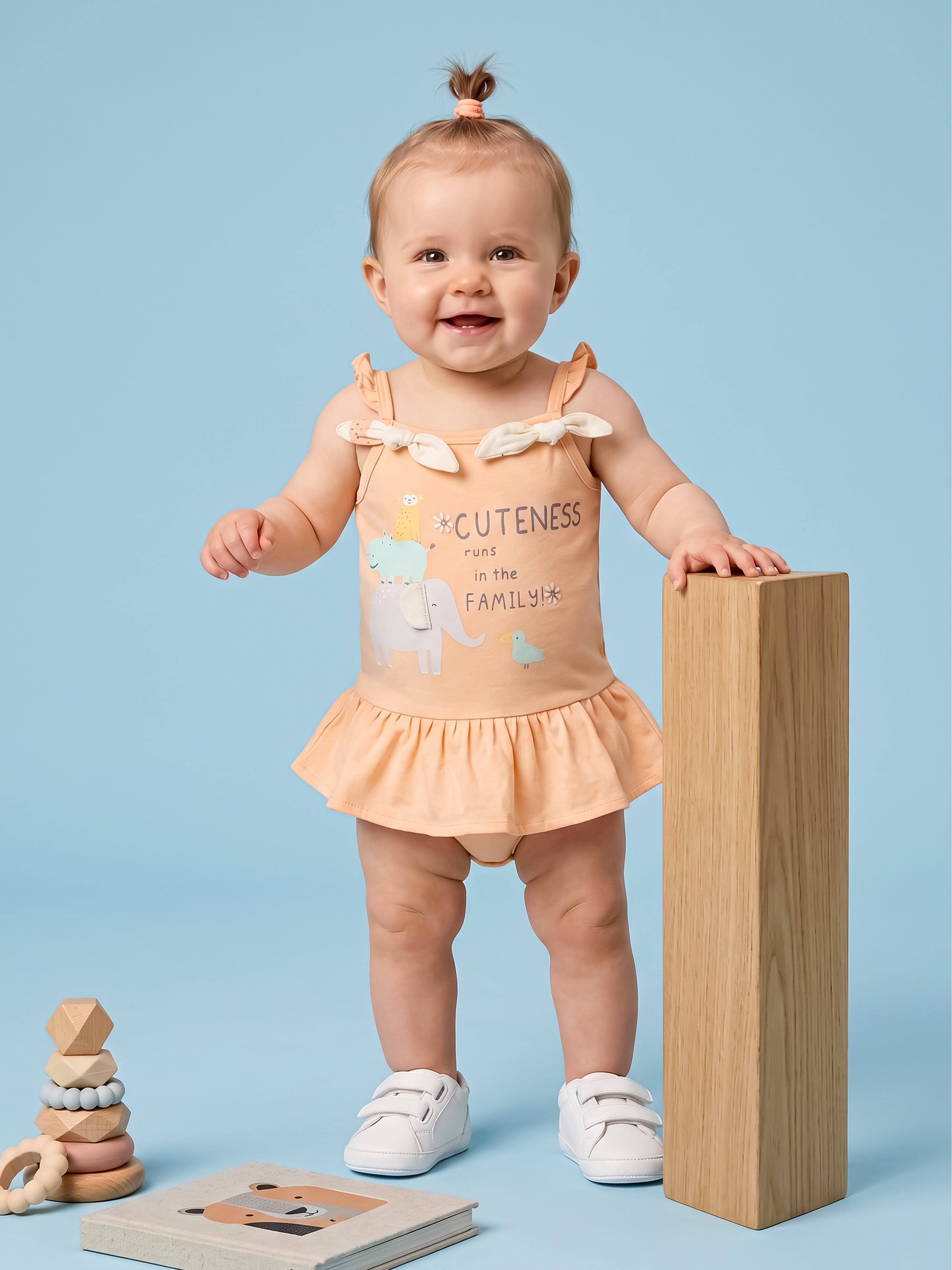 Baby Girl Clothing Set with Top, Shorts & Bodysuit