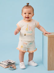 Baby Girl Clothing Set with Top, Shorts & Bodysuit