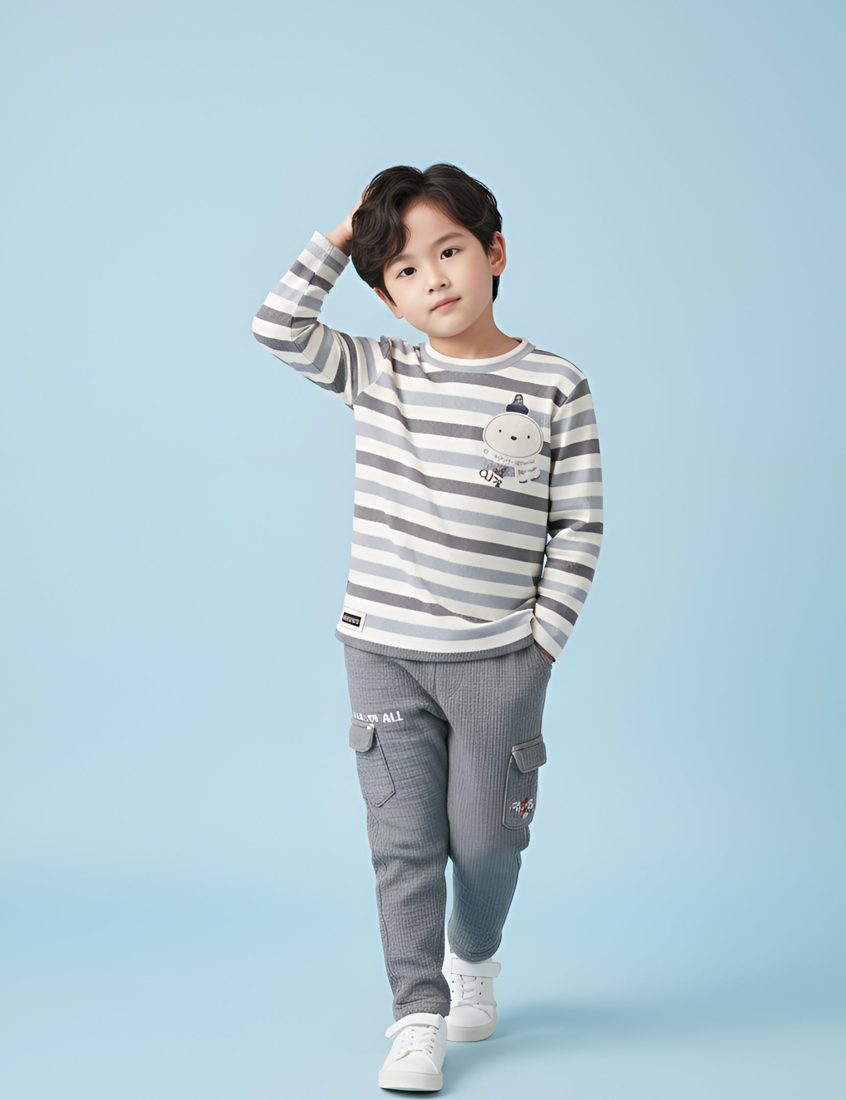 Baby & Toddler Winter Striped - Outfit Set | Grey & Mauve