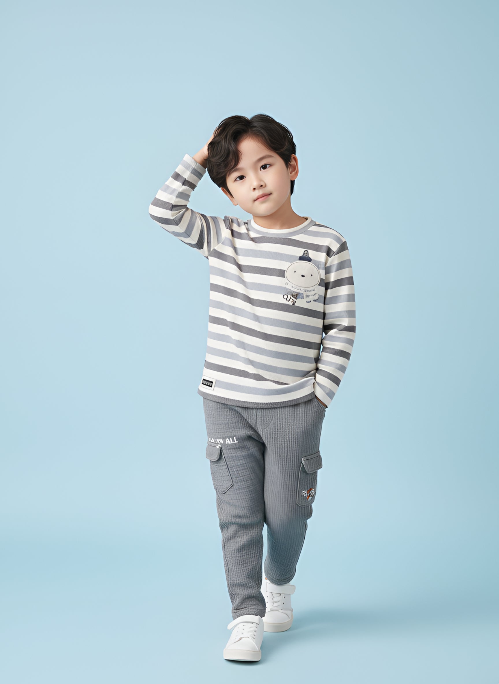 Baby & Toddler Winter Striped - Outfit Set | Grey & Mauve