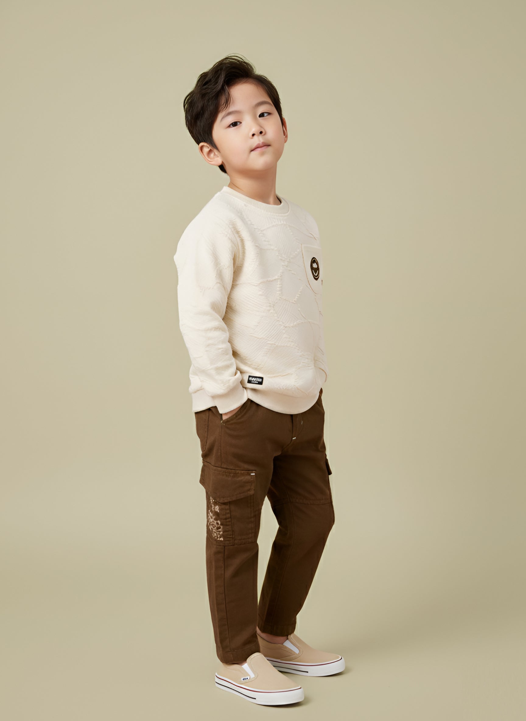 Toddler & Kids Outfit Set – Sweatshirt & Cargo Pant Set | Cream & Pink