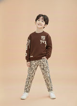Boys Winter Outfit Set – Warm Sweatshirt & Pant | Navy & Brown