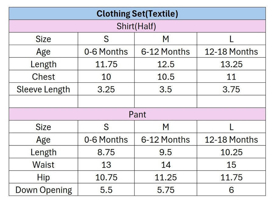 Baby Boy Nautical Explorer Short & Shirt Set size chart