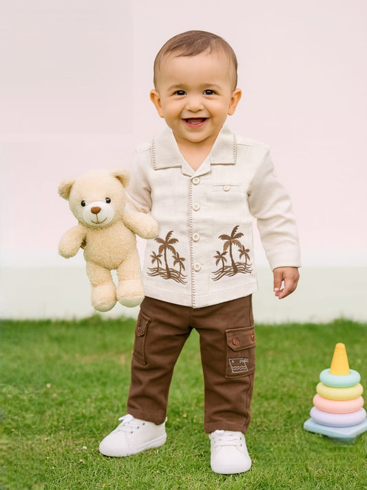 TINY TUX Collar Shirt and Pant Clothing Set