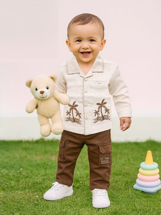 TINY TUX Collar Shirt and Pant Clothing Set