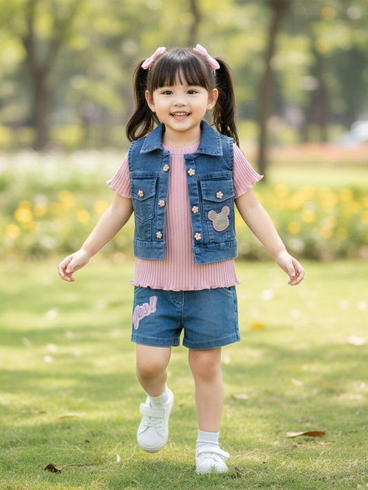 KETI MINI T-Shirt Tops and Denim Bottoms with Jacket Combo Pack