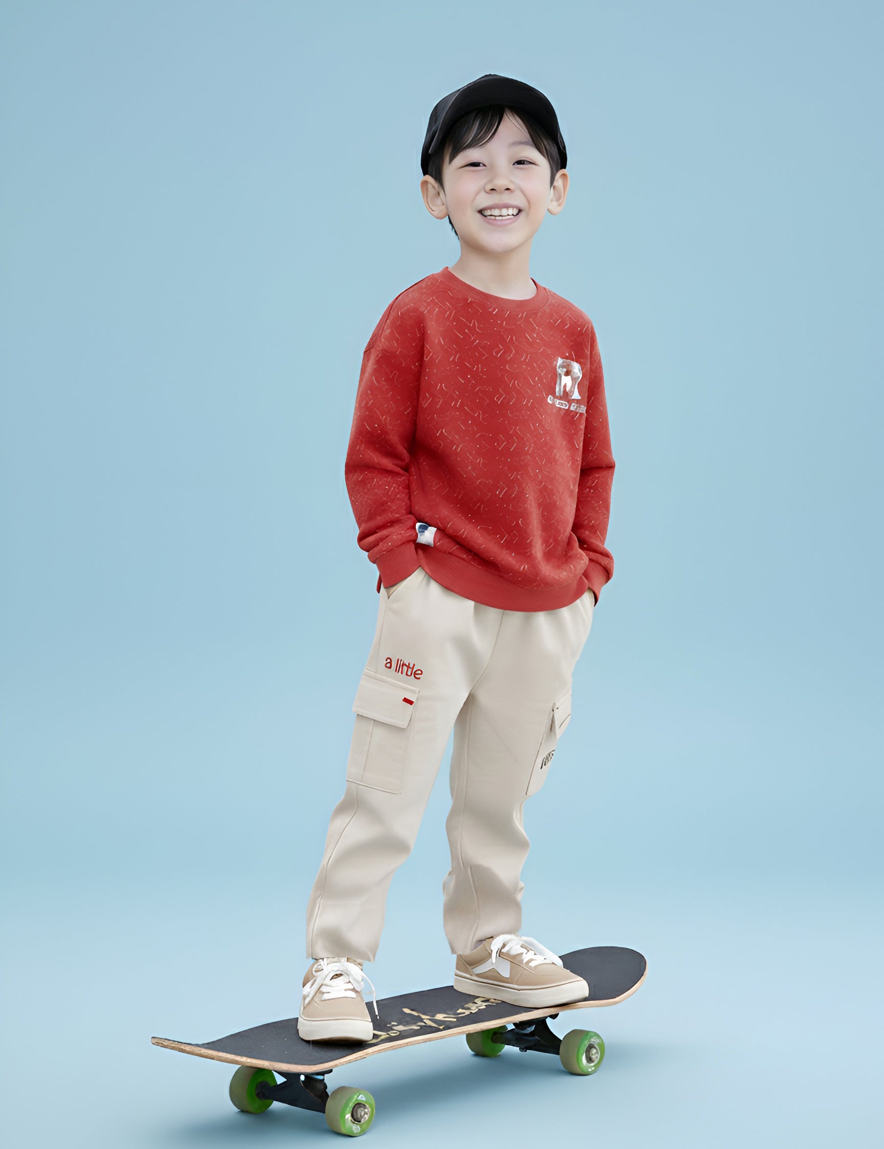 Boys Winter Sweatshirt & Full Pant Set | Navy & Red