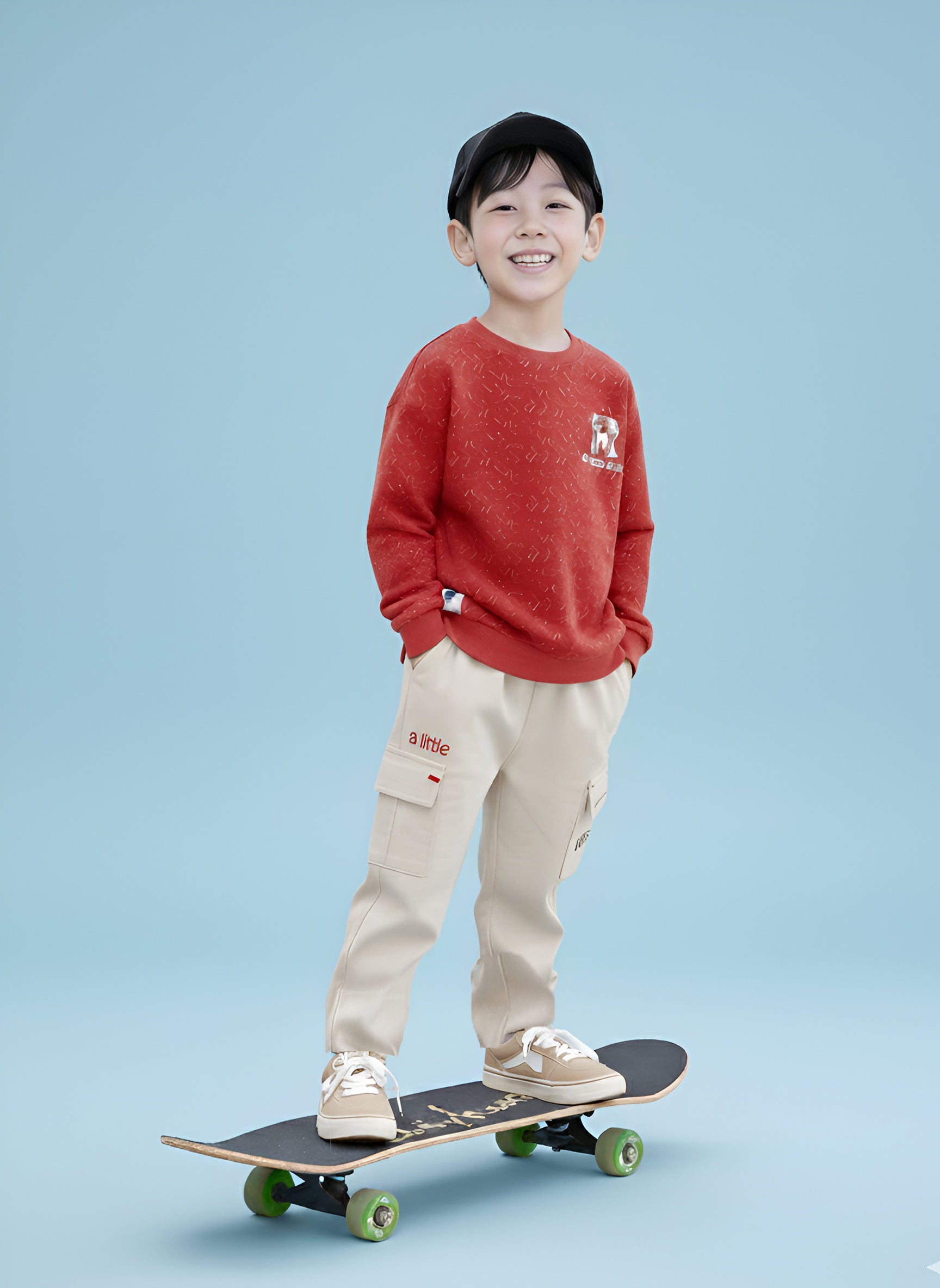 Boys Winter Sweatshirt & Full Pant Set | Navy & Red
