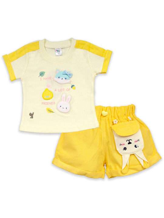 Girls Pure Cotton Top With Shorts