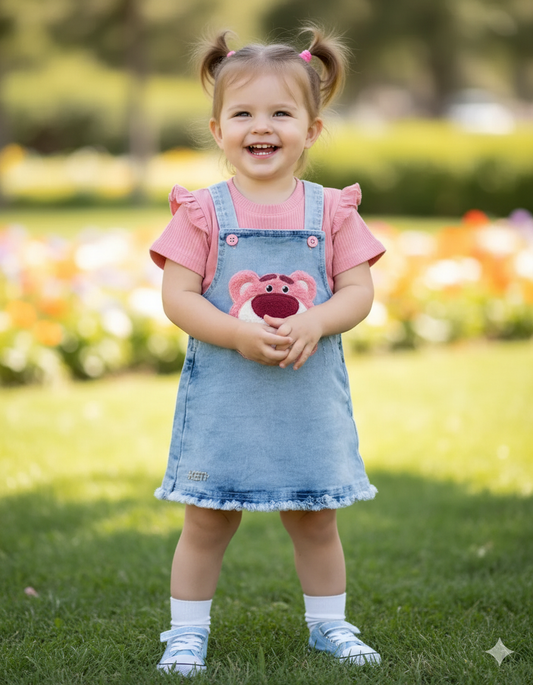 KETI MINI Dungaree Set Lotso Applique For Baby Girls