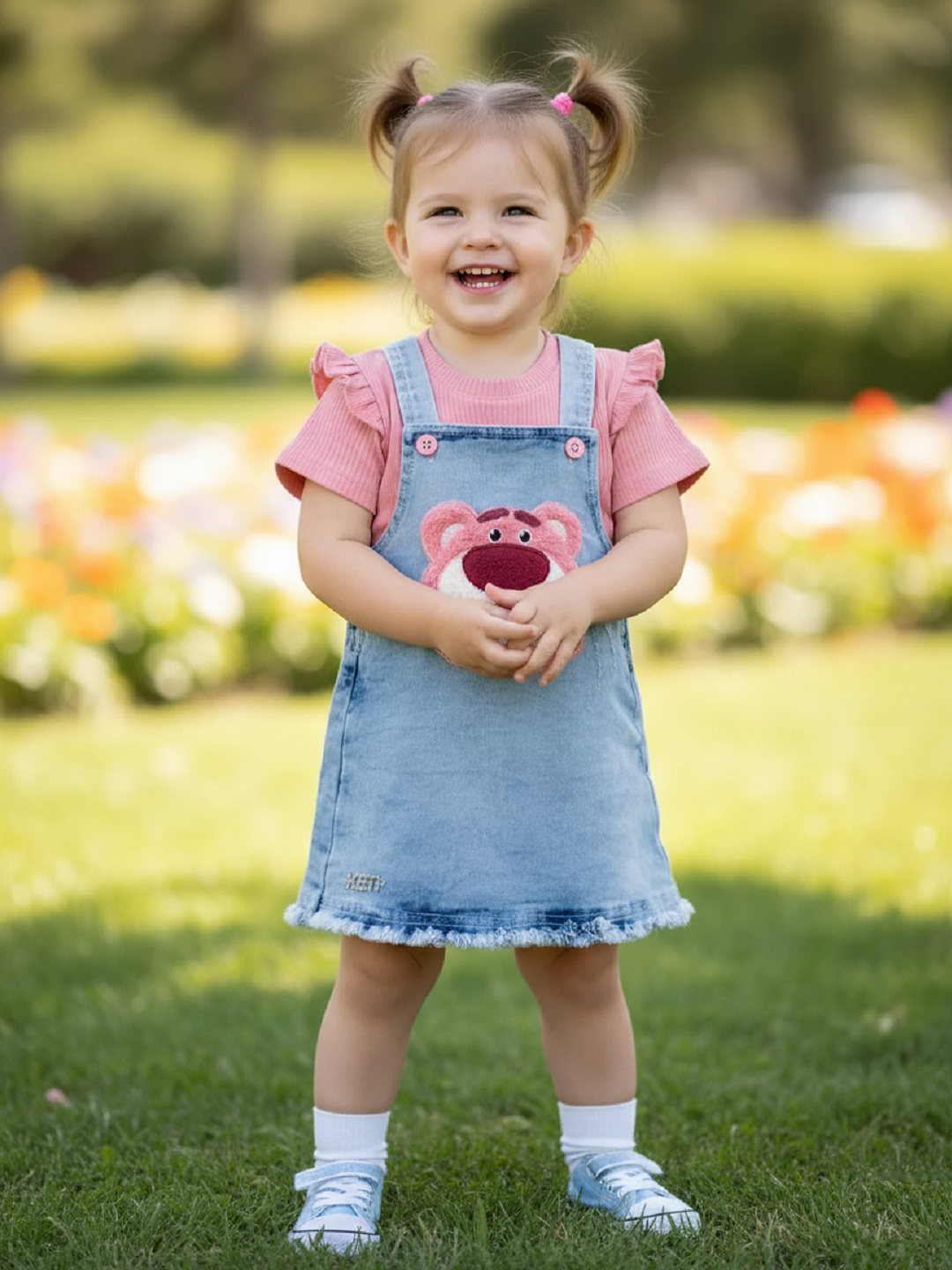 Dungaree Set Lotso Applique For Baby Girls