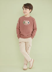 Kids Graphic Sweatshirt & Cargo Pants Set | Sand & Rust