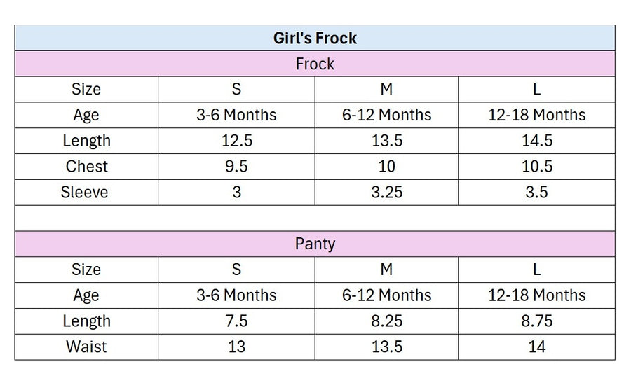 Baby Girls Floral Applique Colorblock Dress size chart