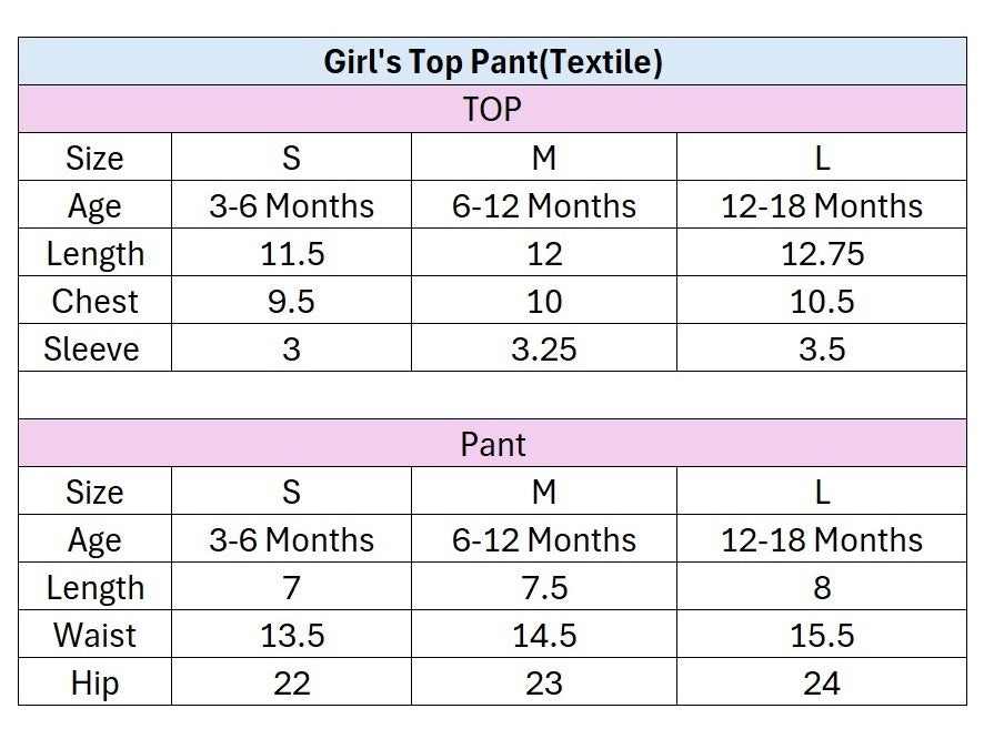 Baby Girls Floral Ruffle Top & Shorts Set size chart