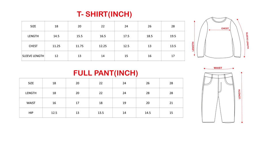 Boys Winter Outfit Set – Warm Sweatshirt & Pant | Black & Pink & Mint size chart
