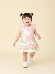 Toddler Girls Unicorn Princess Ruffle Dress – Flutter Sleeve Tiered Frock Outfit