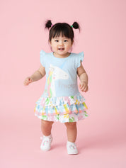 Toddler Girls Unicorn Princess Ruffle Dress – Flutter Sleeve Tiered Frock Outfit