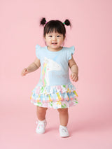 Toddler Girls Unicorn Princess Ruffle Dress – Flutter Sleeve Tiered Frock Outfit