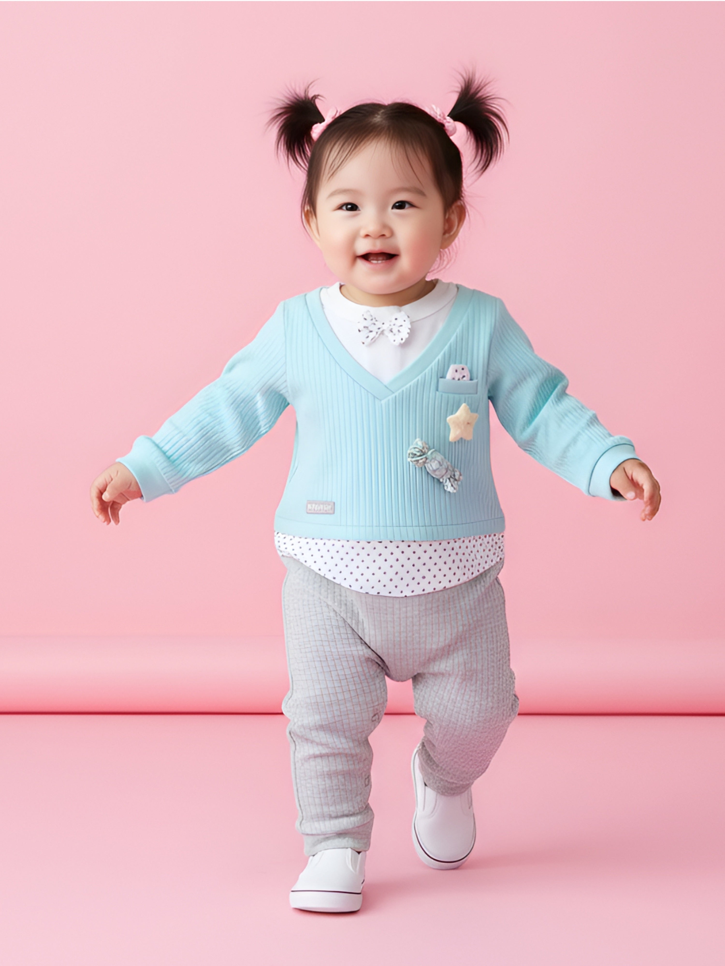 Romper For Baby Girls Applique Cotton Blend