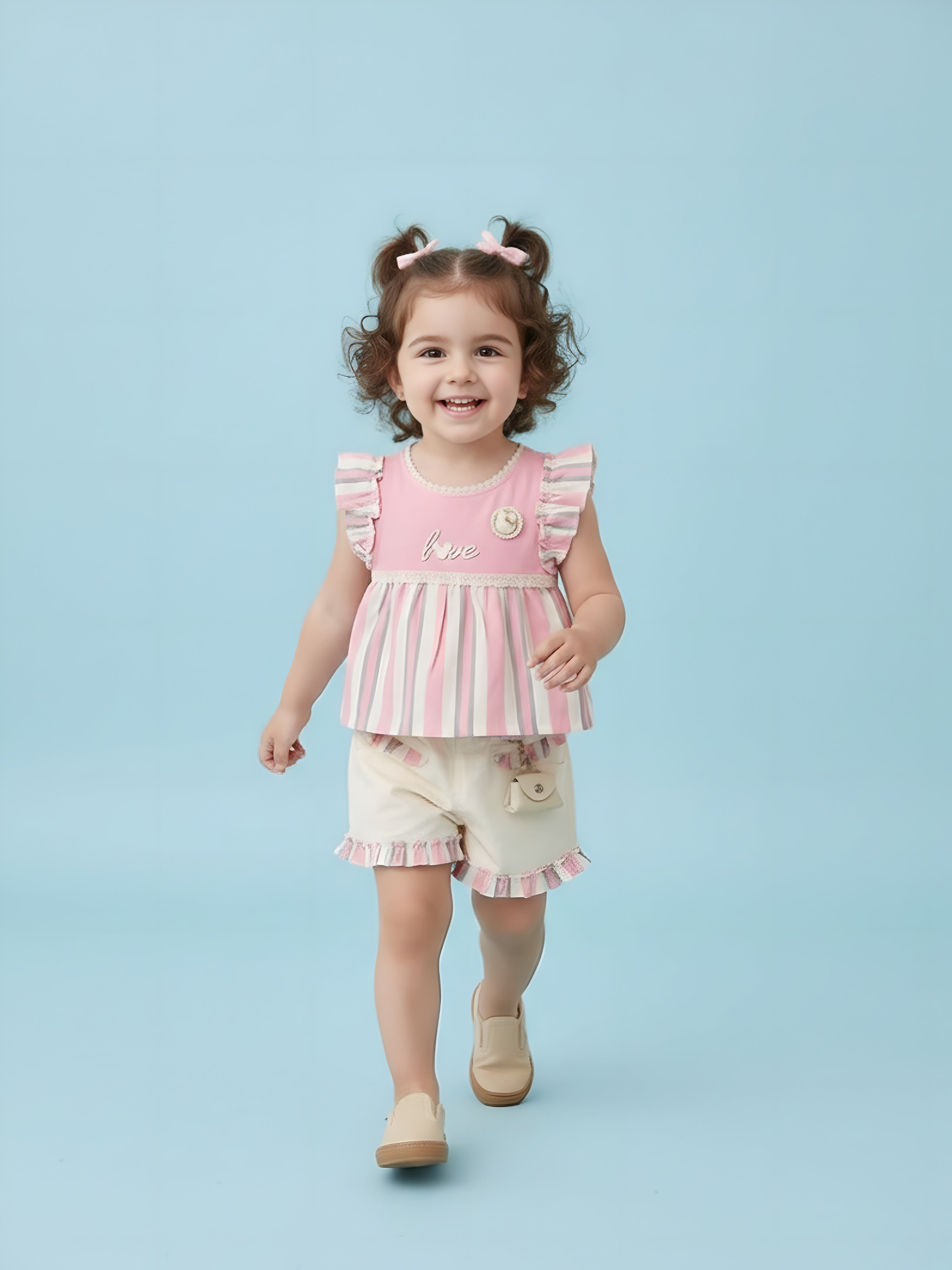 KIKO Baby Girls Printed Top with Shorts