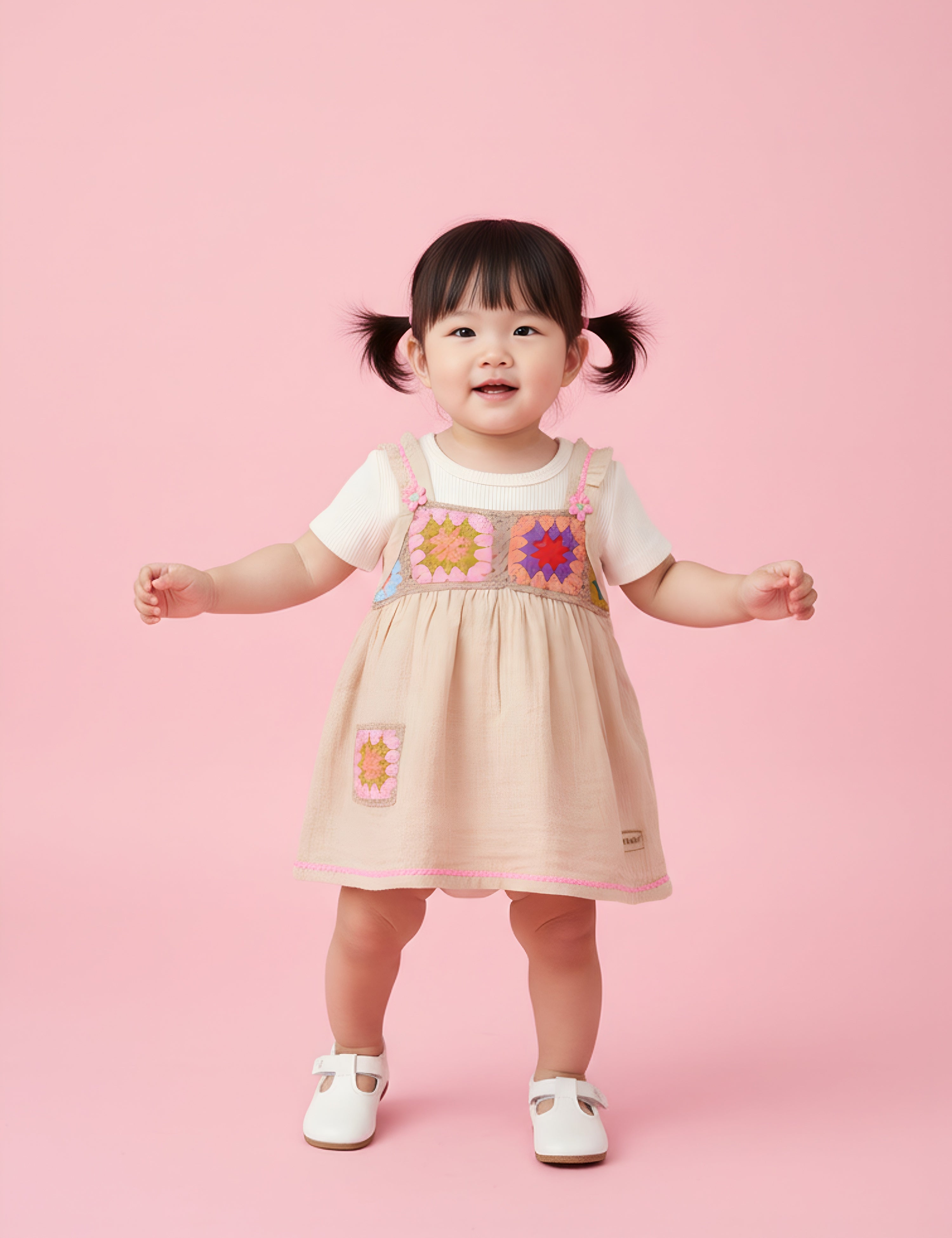 Embroidery Cotton Dungaree Set for baby