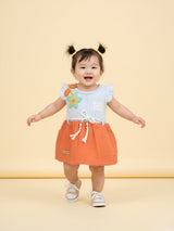 KIKO Infant Girls Striped Applique Fit & Flare Dress