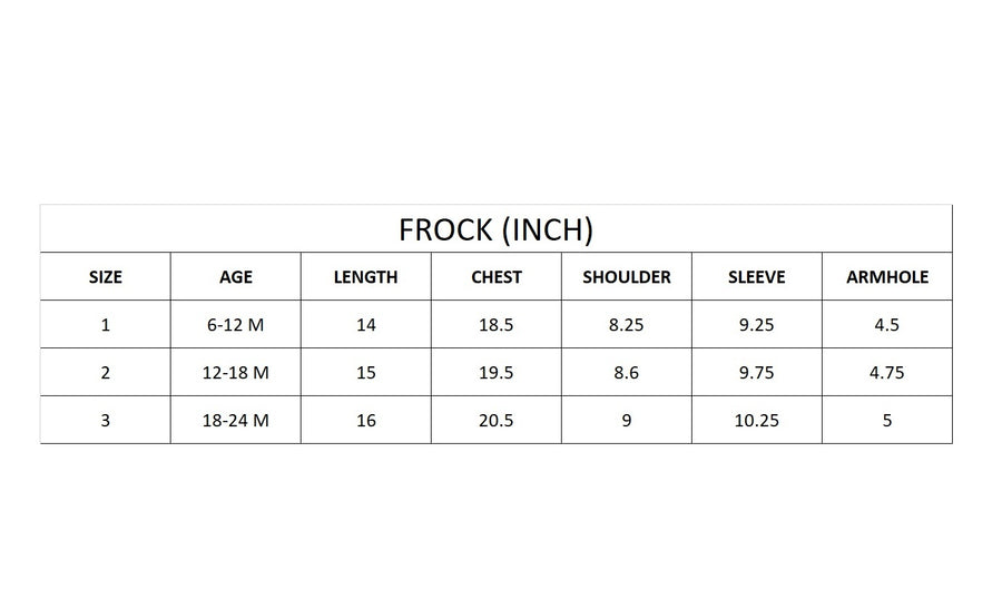 Baby Girls Heart Print Frock with Panty size chart