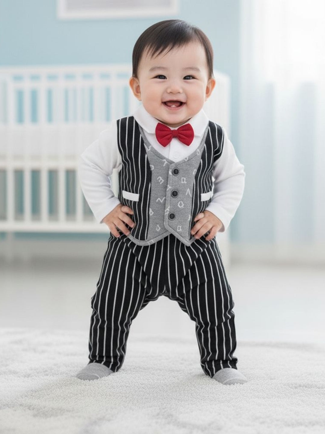 Full Sleeves Romper Jacket Set For Baby Boys