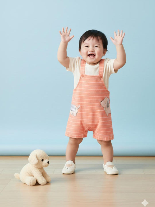 Pompidou Printed half Sleeves Dungree For Baby Boys