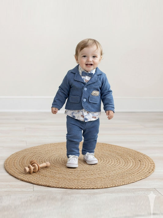 Pompidou Full Sleeves 3 Piece Jacket Set For Baby Boys